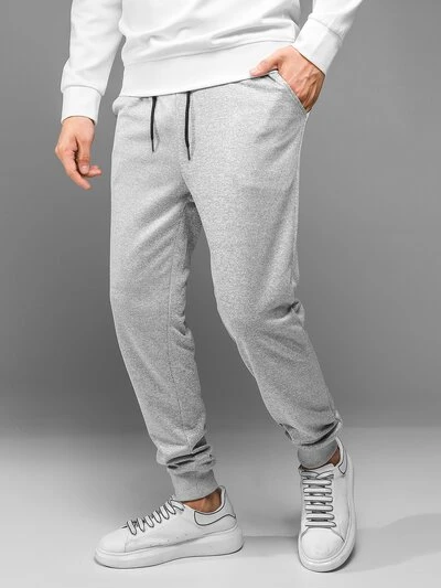 Men Drawstring Waist Slant Pocket Jogger Sweatpants