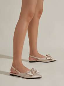 Bow Detail Slingback  Flats - Apricot - View 3