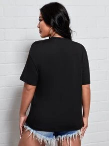 SHEIN SXY Letter & Expression Print Drop Shoulder Tee