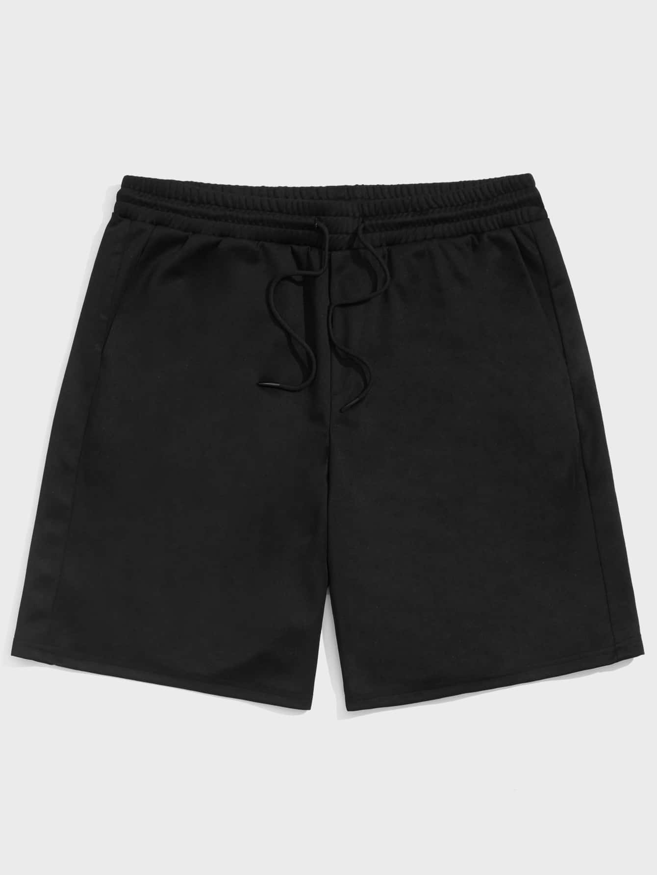 Manfinity NiteLyfe Hombres Shorts con cordón de talle alto - Negro - Ver 1