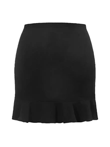 SHEIN Privé Plus Mermaid Hem Bodycon Skirt - Black - View 2