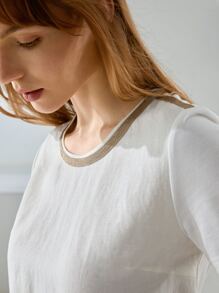 MOTF PREMIUM LINEN GOLDEN TAPE T-SHIRT - White - View 5