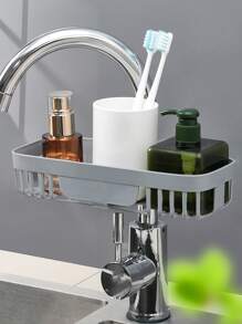 1pc Random Color Hanging Faucet Drain Rack, Faucet Storage Rack, PP Drain Bracket For Kitchen And Bathroom Accessory, Single Layer Sink Storage Rack - Multicolor - View 3