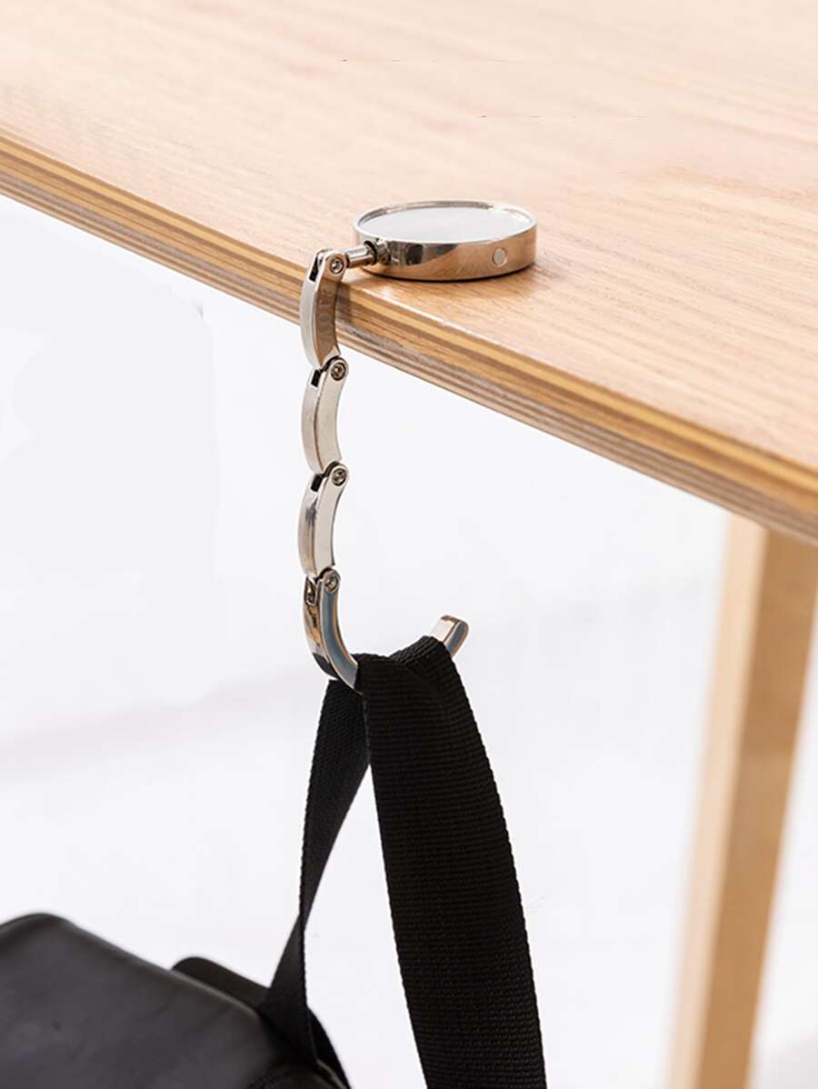 1pc Random Fashion Bag Holder Handbag Hanger Folding Hook Holder Portable Key Ring Rack Table Hook Hardware Travel Outdoor Storage - Silver - View 1