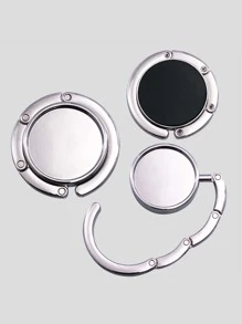 1pc Random Fashion Bag Holder Handbag Hanger Folding Hook Holder Portable Key Ring Rack Table Hook Hardware Travel Outdoor Storage - Silver - View 2