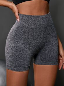 Yoga Basic 段染寬腰帶運動短褲 - 深灰色 - 查看 4