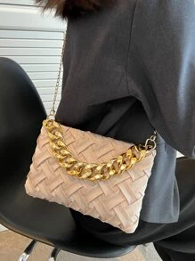 Lightweight,Business Casual Minimalist Chain Strap Square Bag For Teen Girls Women College Students,Rookies & White-collar Workers Perfect for Office,College,Work ,Business,Commute - Khaki - View 2