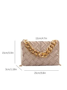 Lightweight,Business Casual Minimalist Chain Strap Square Bag For Teen Girls Women College Students,Rookies & White-collar Workers Perfect for Office,College,Work ,Business,Commute - Khaki - View 3
