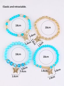 4 pcs Gelang Manik-manik Pesona Kupu-kupu - MultiWarna - View 4