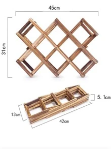 1pc Wooden Wine Rack - Brown - View 3