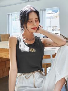 DAZY In mặt trời Đan Xương sườn Áo ba lỗ - màu đen - Xem 7