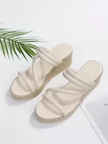 Minimalist Wedge Sandals - Beige - View 3