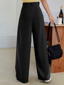 DAZY Pantalones A Medida De Talle Alto Con Detalles Plisados
