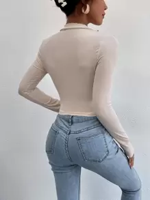 Flirla Camiseta delgada corta con abertura media - Albaricoque - Ver 2