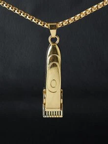 Men Hair Clipper Charm Necklace - Yellow Gold - View 1