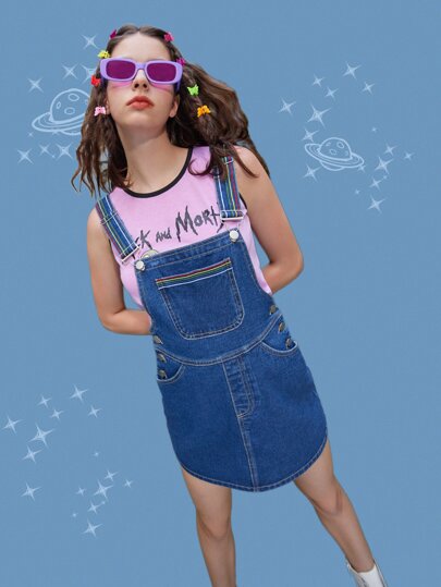 Street Life Robe salopette en jean à rayures versicolores à poche