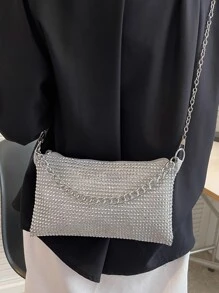 Fashionable Shiny Silver Shoulder Bag - Silver - View 7