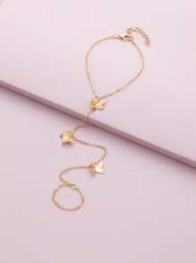 蝴蝶裝飾連指腳錬 - 金黃色 - 查看 2