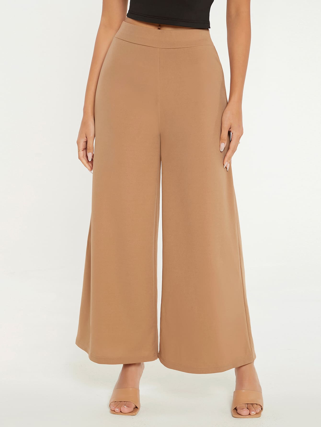 SHEIN BASICS Quần nữ màu trơn Giải trí - Lạc đà - Xem 1