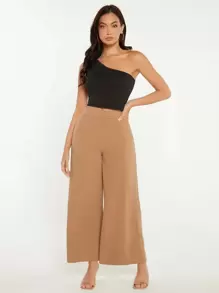 SHEIN BASICS Quần nữ màu trơn Giải trí - Lạc đà - Xem 4