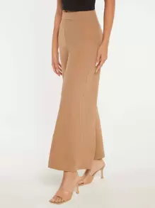 SHEIN BASICS Quần nữ màu trơn Giải trí - Lạc đà - Xem 5