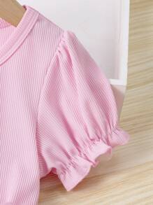 SHEIN 小女童漸層蝴蝶圖案泡泡袖繫腰帶洋裝