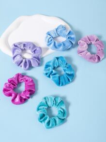 6pcs Toddler Girls Solid Scrunchie - Multicolor - View 3