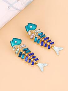 水鑽魚骨耳墜 - 彩色 - 查看 3