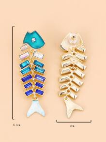 水鑽魚骨耳墜 - 彩色 - 查看 4