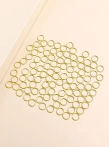 100 Chiếc Nhẫn Tóc Vòng Tròn Vàng Đơn Giản Cho Bím Tóc, Phụ Kiện Tóc - Vàng - Xem 6