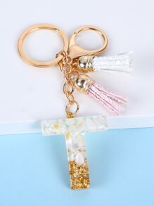 字母和流蘇墜飾鑰匙圈 - 彩色 - 查看 2