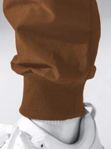 Manfinity Hypemode 男士拉鍊細節蓋式口袋側邊束腰工裝褲 - 咖啡棕 - 查看 3