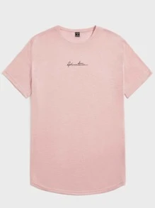 Manfinity VCAY Tops Nam Lá thư Giải trí - Màu Hồng baby - Xem 1