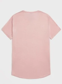 Manfinity VCAY Tops Nam Lá thư Giải trí - Màu Hồng baby - Xem 2