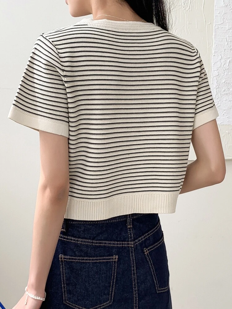 Striped Button Front Cardigan