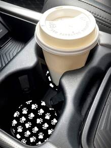 2 Tấm Thảm Giữ Cốc Ô Tô - Đen In Hình Chân Trắng, Đế Lót Ly Sáng Tạo Và Chống Trơn Trượt Để Trang Trí Và Bảo Vệ Nội Thất - Nhiều màu - Xem 2