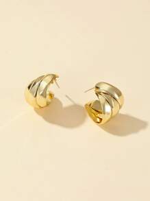 Minimalist Hoop Earrings - Yellow Gold - View 2