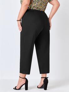 EMERY ROSE Plus Seam Front Cropped Suit Trousers - Black - View 2