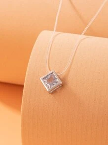 imoli Cubic Zirconia Geometric Pendant Necklace - Silver - View 6