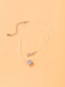 imoli Cubic Zirconia Geometric Pendant Necklace - Silver - View 5