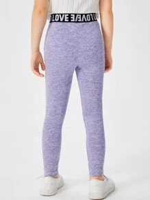 SHEIN 小女童2入組腰部字母圖案段染緊身打底褲 - 彩色 - 查看 6