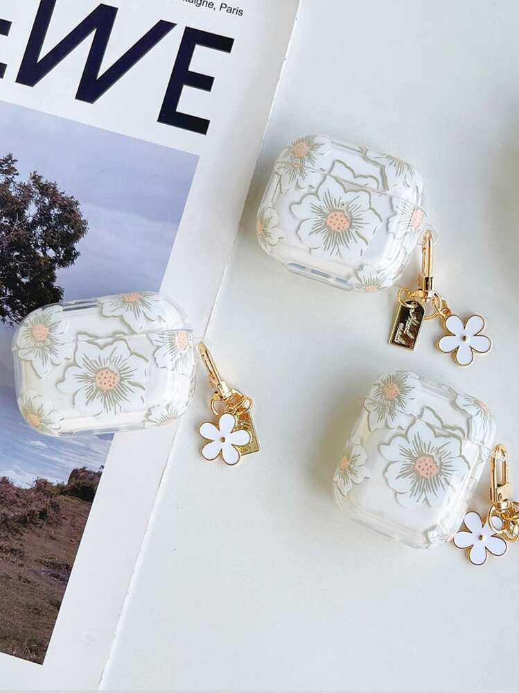 Funda transparente compatible con Airpods con estampado floral - transparente - Añade 1