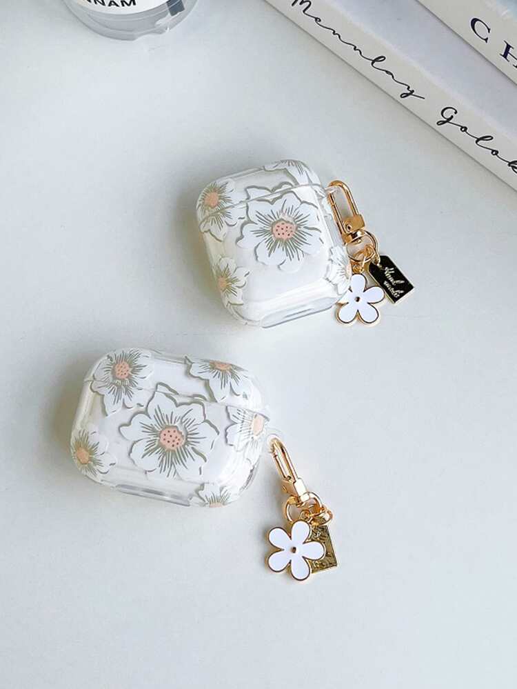 Funda transparente compatible con Airpods con estampado floral - transparente - Añade 4