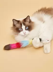 1pc Random Color Plush Mouse Toy For Pets, Suitable For Cats, Relieve Boredom During Playtime (Due To Multiple Colors, Color Pattern May Vary) - Multicolor - View 4