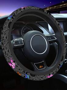 1pc Butterfly Pattern Car Steering Wheel Cover - Multicolor - View 1