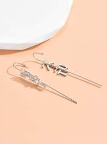 Pendientes con diseño carácter chino - Plateado - Ver 2