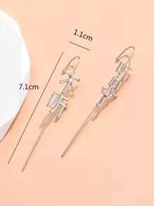 Pendientes con diseño carácter chino - Plateado - Ver 4