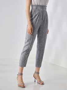 MOTF PREMIUM LINEN HEATHER GREY TROUSERS - Grey - View 6