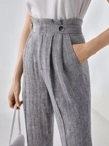 MOTF PREMIUM LINEN HEATHER GREY TROUSERS - Grey - View 7