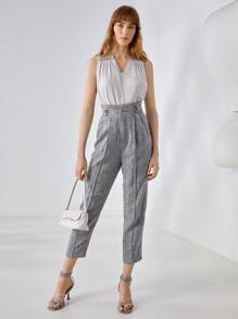 MOTF PREMIUM LINEN HEATHER GREY TROUSERS - Grey - View 8